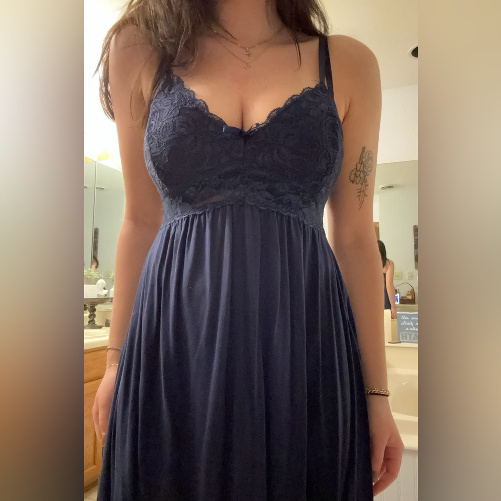 Navy blue lace mini dress